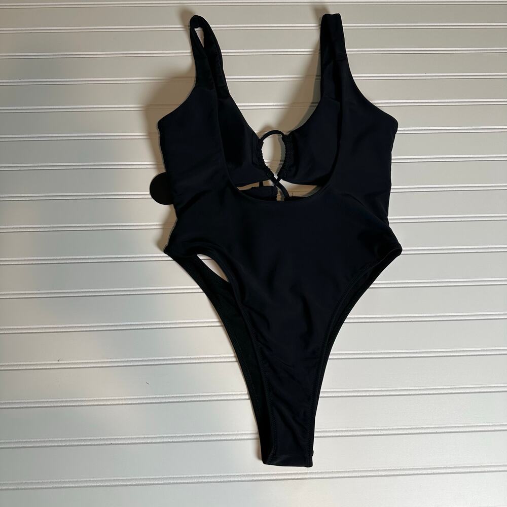 CHYRII Black Cutout Monokini One Piece Swimsuit XL High Cut Backless - Picture 4 of 8